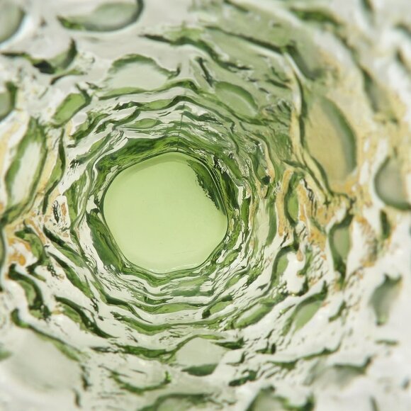 Set of 4 Crinkle Glassware Tumblers, Green and Honey - Picture 3 of 8